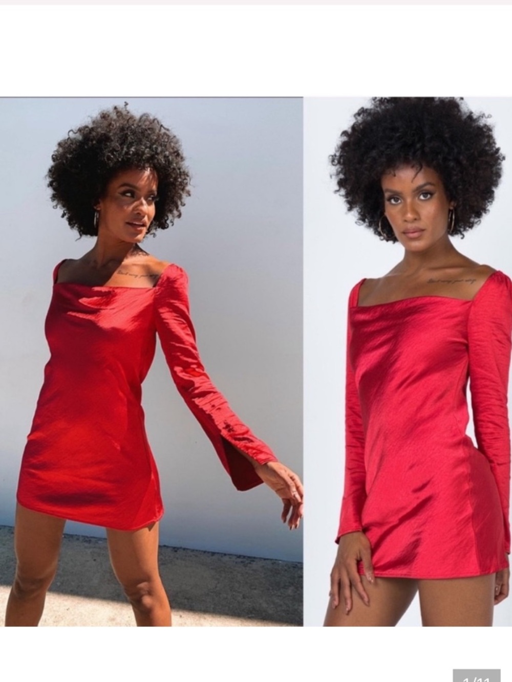 Princess Polly Star Power Red Satin Long Sleeve Mini Dress